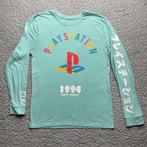 PlayStation Long Sleeve Shirt Mens Small Mint Green 1994 Minato Tokyo Japan Soft
